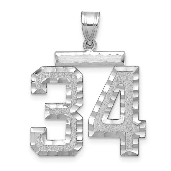 14k White Gold Varsity Collection Large D/C Pendant Number 34